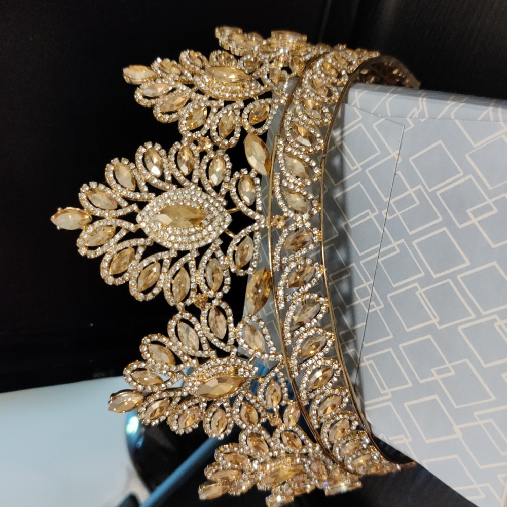 Gold crystal embellished princess crown